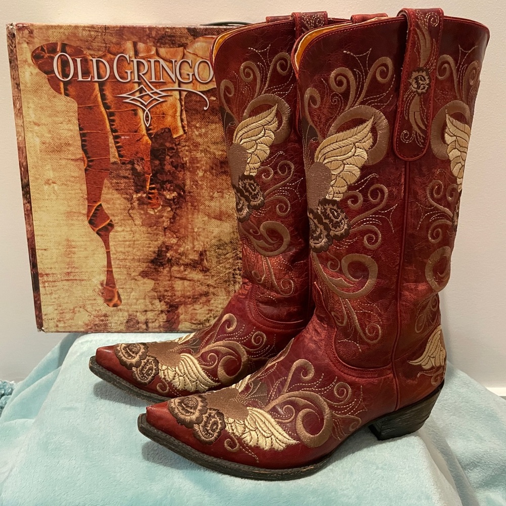 Old Gringo Grace Red Heart Embroidered Western Cowgirl Boots - Picture 3 of 8